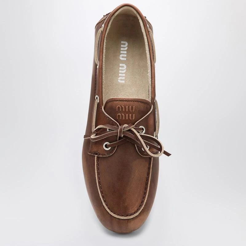 Miu Miu Burnt brown moccasin in vintage effect leather 3