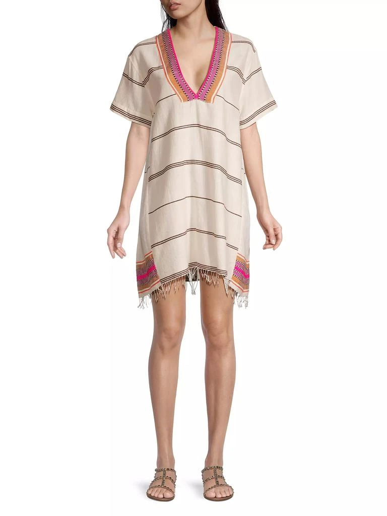 LEMLEM Amina Stripe Woven V-Neck Caftan 2