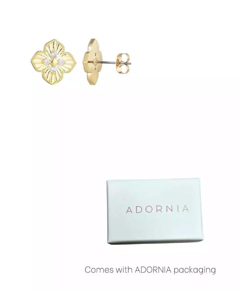 ADORNIA Gold CZ Pointed Prismatic Clover Stud Earrings 3