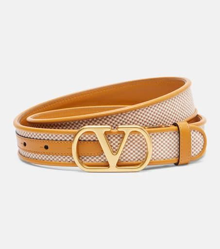 Valentino VLogo canvas and leather belt 1