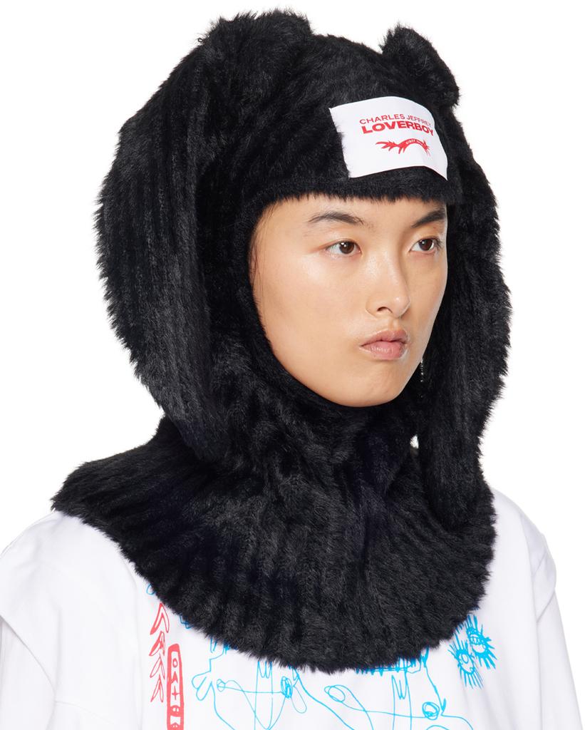 Charles Jeffrey Loverboy Black Fluffy Rabbit Balaclava
