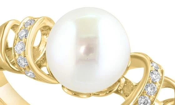 Effy 14K Gold Diamond 
7mm Freshwater Pearl Ring 2