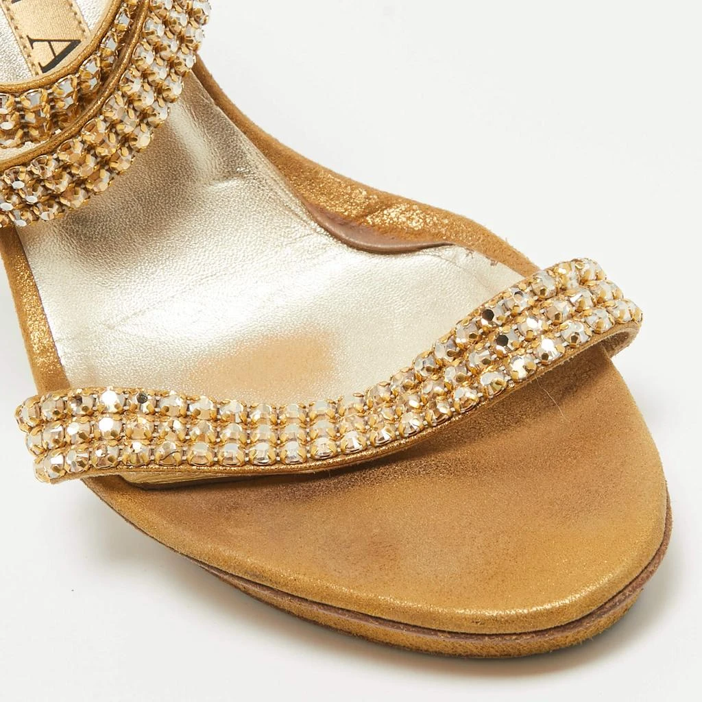 Gina Gina Gold Crystal Embellished Suede Ankle Wrap Sandals Size 39 7