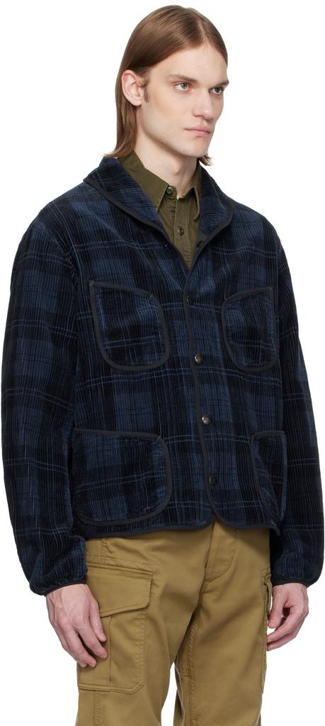 RRL Navy Plaid-Print Corduroy Jacket