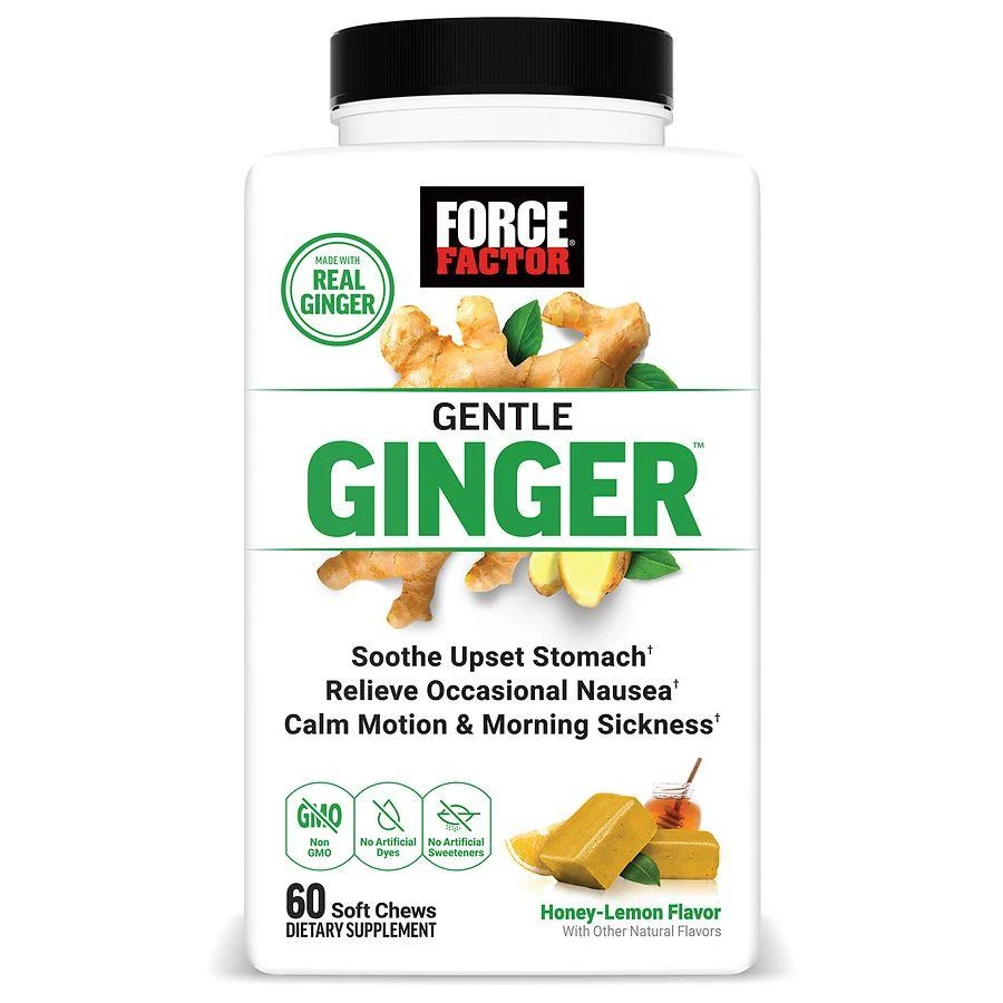 Force Factor Ginger, Naturally Soothing Digestive Support Soft Chews Honey Lemon 1