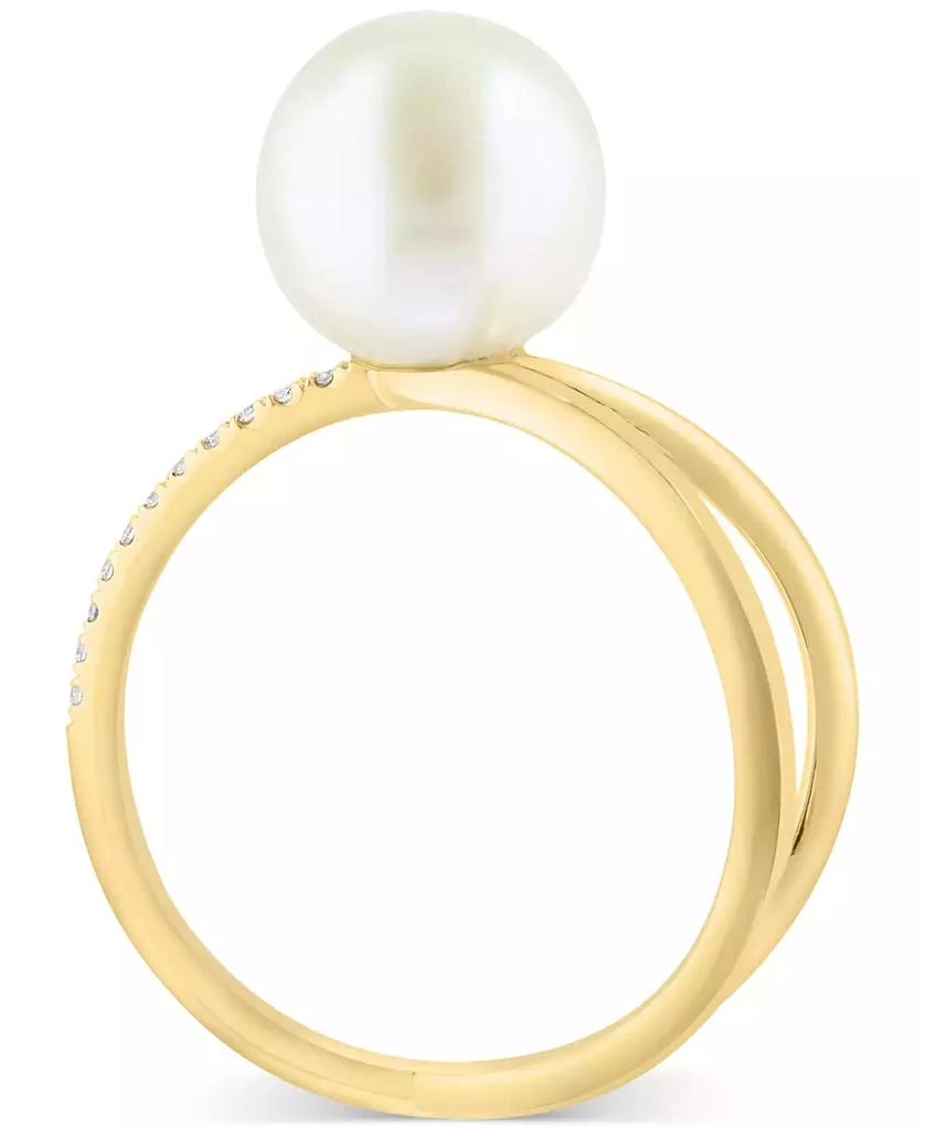 Effy EFFY® Cultured Freshwater Pearl (9mm) 
Diamond (1/20 ct. t.w.) Openwork Statement Ring in 14k Gold 4