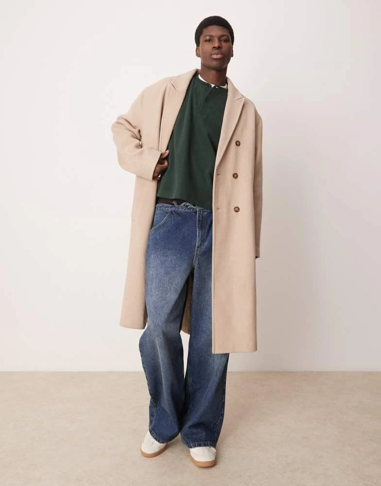 ASOS ASOS DESIGN super oversized cropped heavyweight rib henley jumper in dark green 2