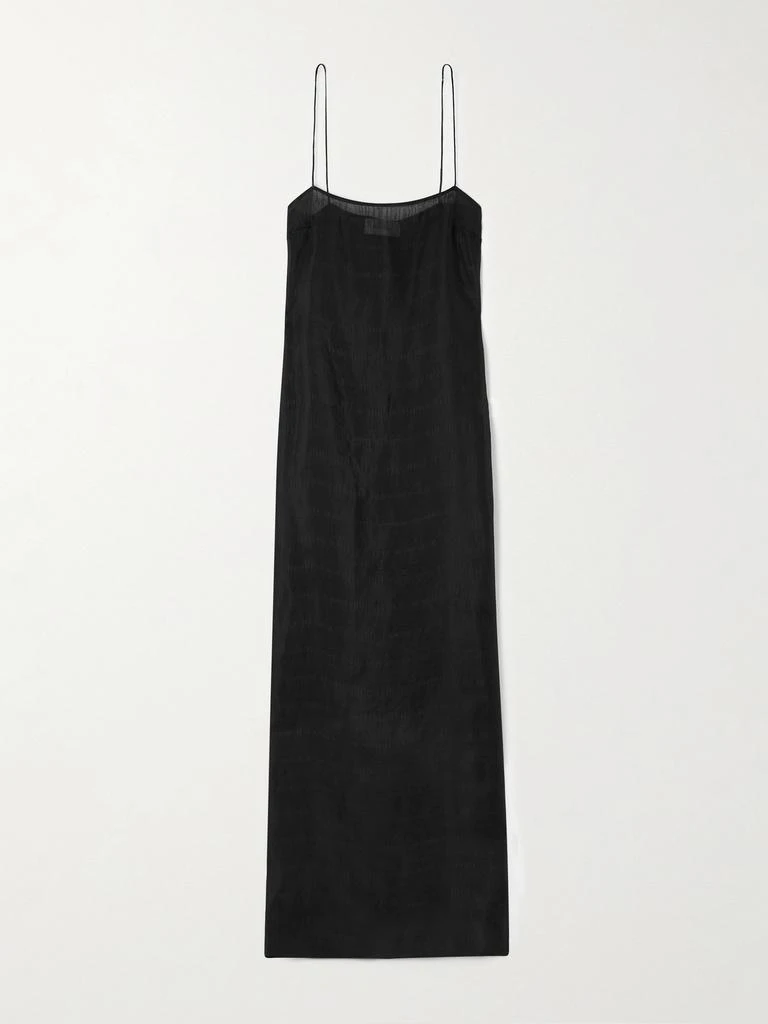 Matteau Shirred Silk And Linen-blend Maxi Dress