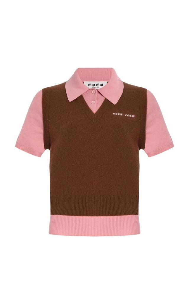 Miu Miu Miu Miu - Cashmere-Wool Polo Sweater - Brown - IT 36 - Moda Operandi 1