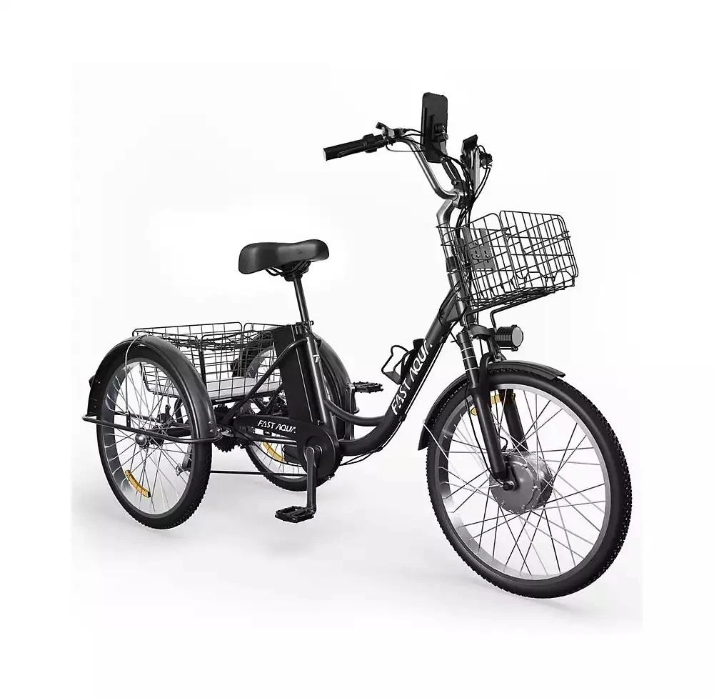 Mikolo Adult Cargo Electric Trike, 24" 3-Wheel Bike with Removable 48V/13Ah Battery, Front & Rear Basket 1