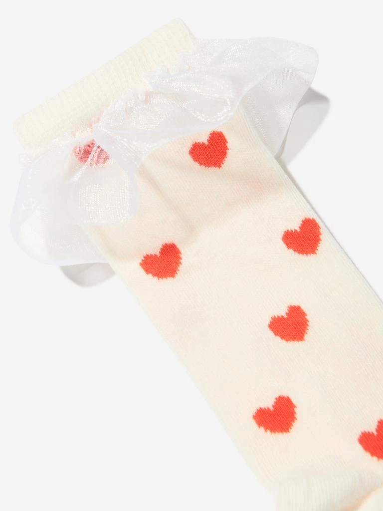 Mini Rodini Mini Rodini Girls Hearts Frill Socks in White 4