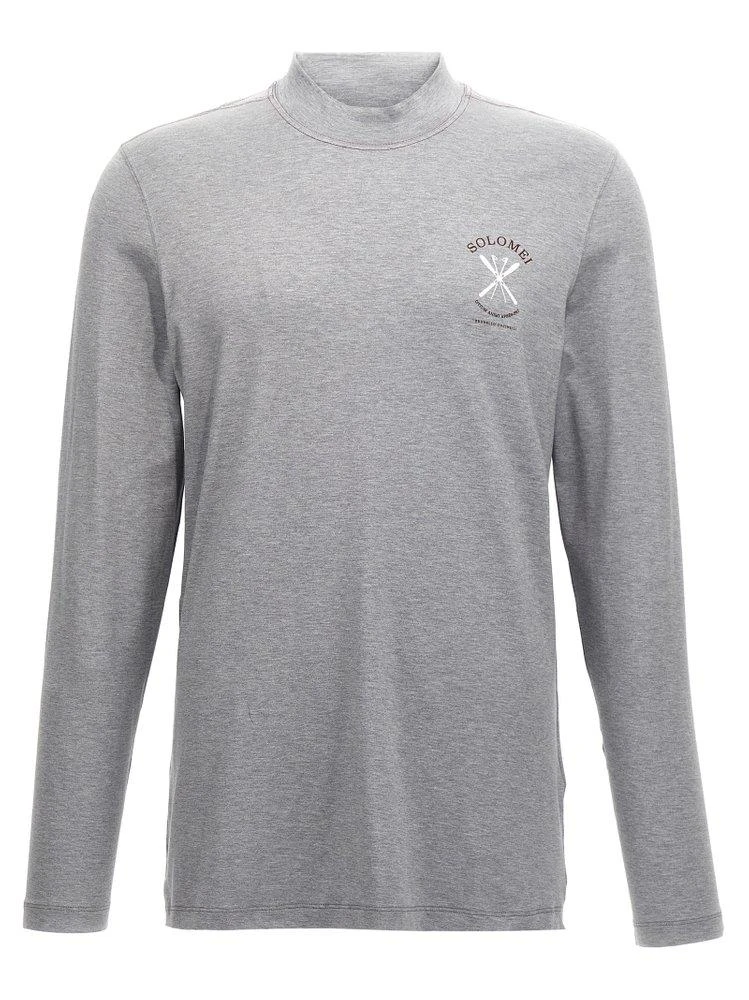 Brunello Cucinelli Brunello Cucinelli Logo Embroidered Long Sleeved T-Shirt 1