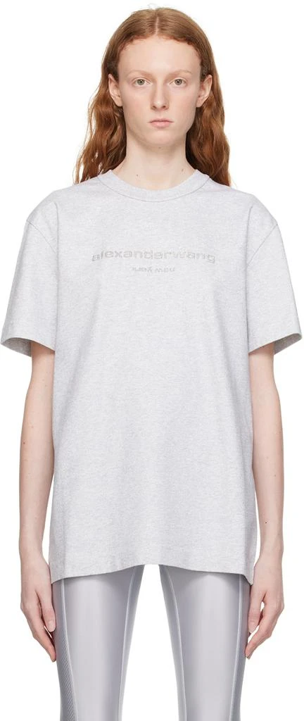 Alexander Wang Gray Glitter T-Shirt 1