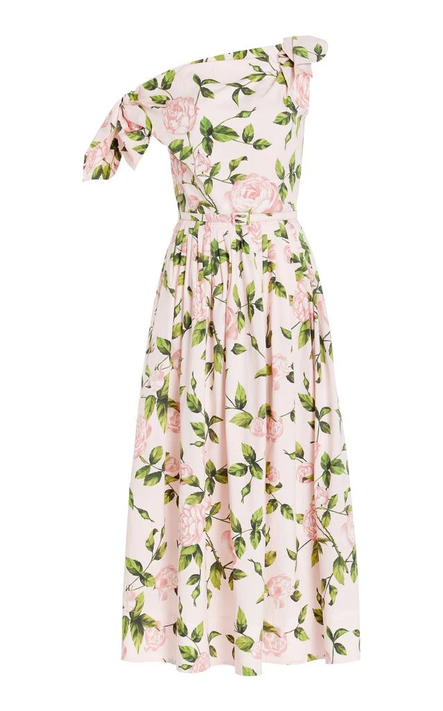 Oscar de la Renta Oscar de la Renta - Printed Cotton Poplin Midi Dress - Light Pink - US 2 - Moda Operandi 1
