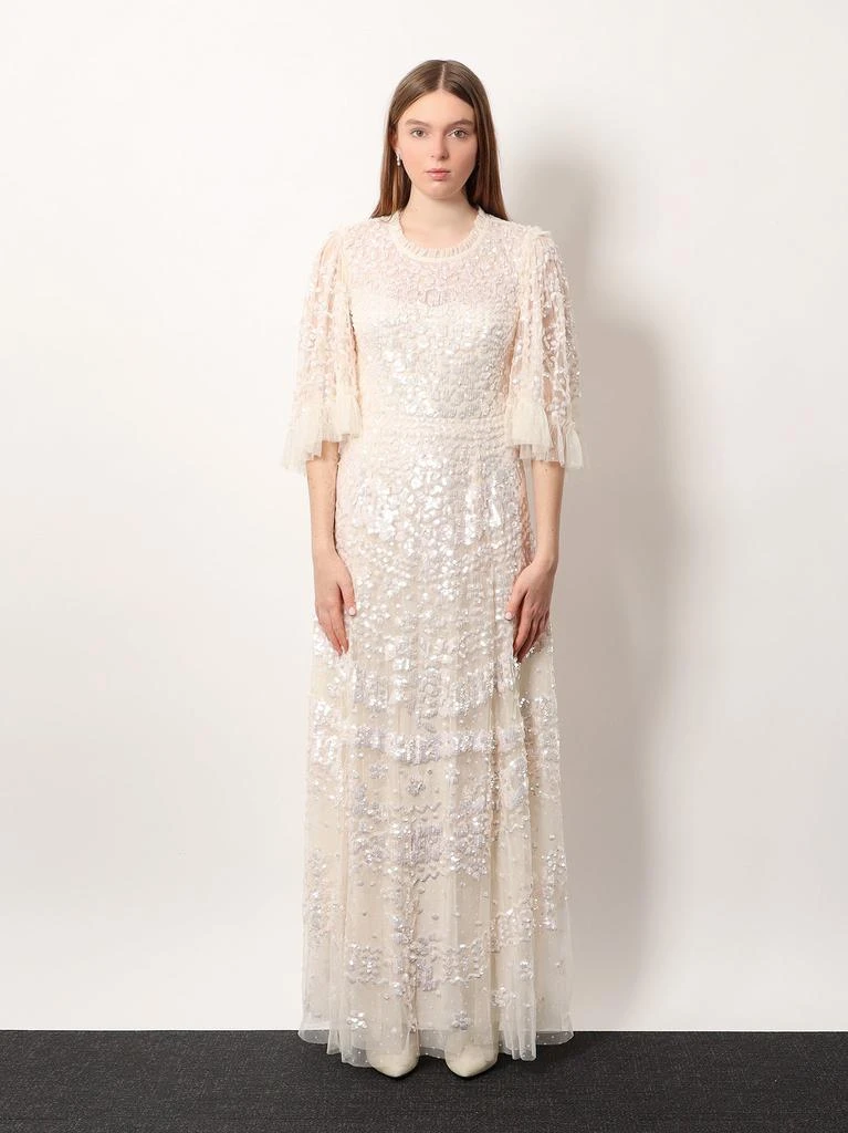 Needle & Thread Tulle long dress with all-over sequins 3