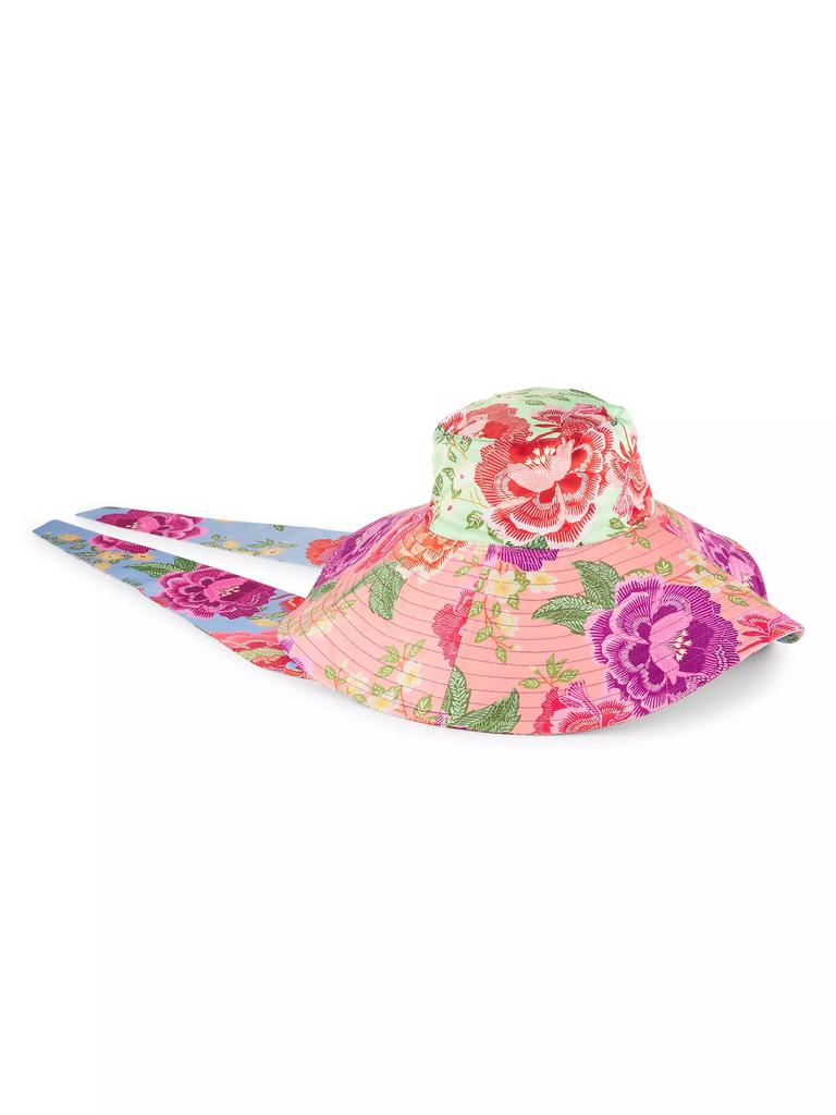 Farm Rio Flowers Tie-Strap Sun Hat