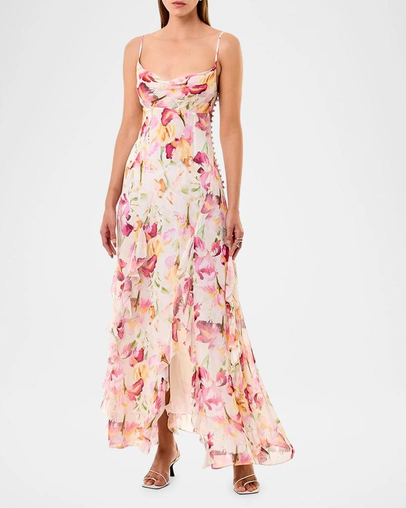NICHOLAS Kamila Floral-Print Ruffle Gown 2