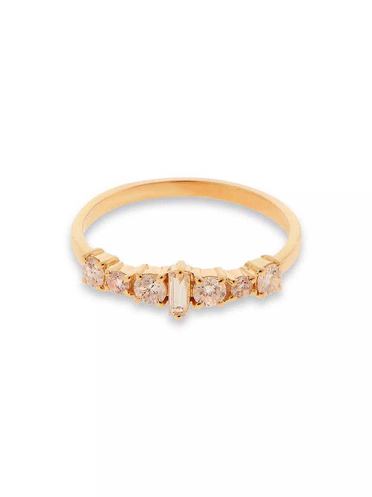 Ileana Makri Cascade 18K Yellow Godl & Light Champagne Diamond Ring