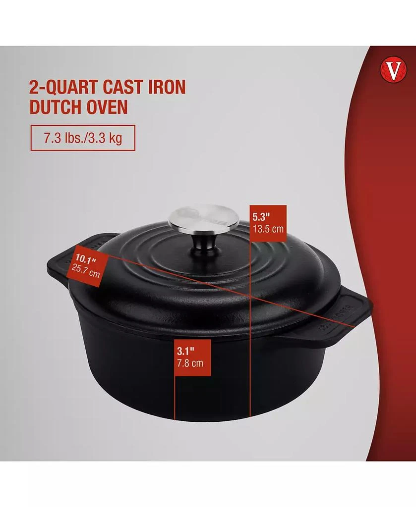 Victoria 2-Quart Cast Iron Preseasoned Dutch Oven with Lid and Dual Handles 6