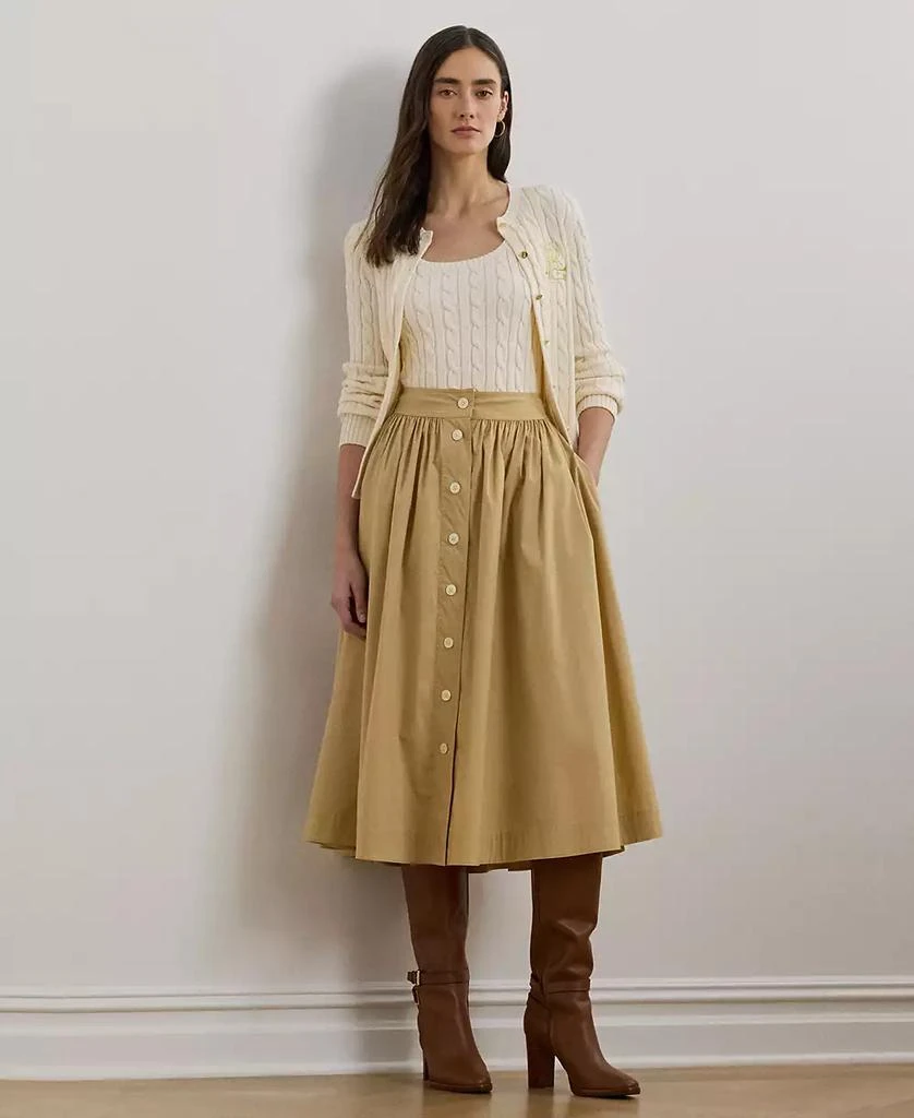 Ralph Lauren Women's Button-Front Cotton-Blend Skirt 1