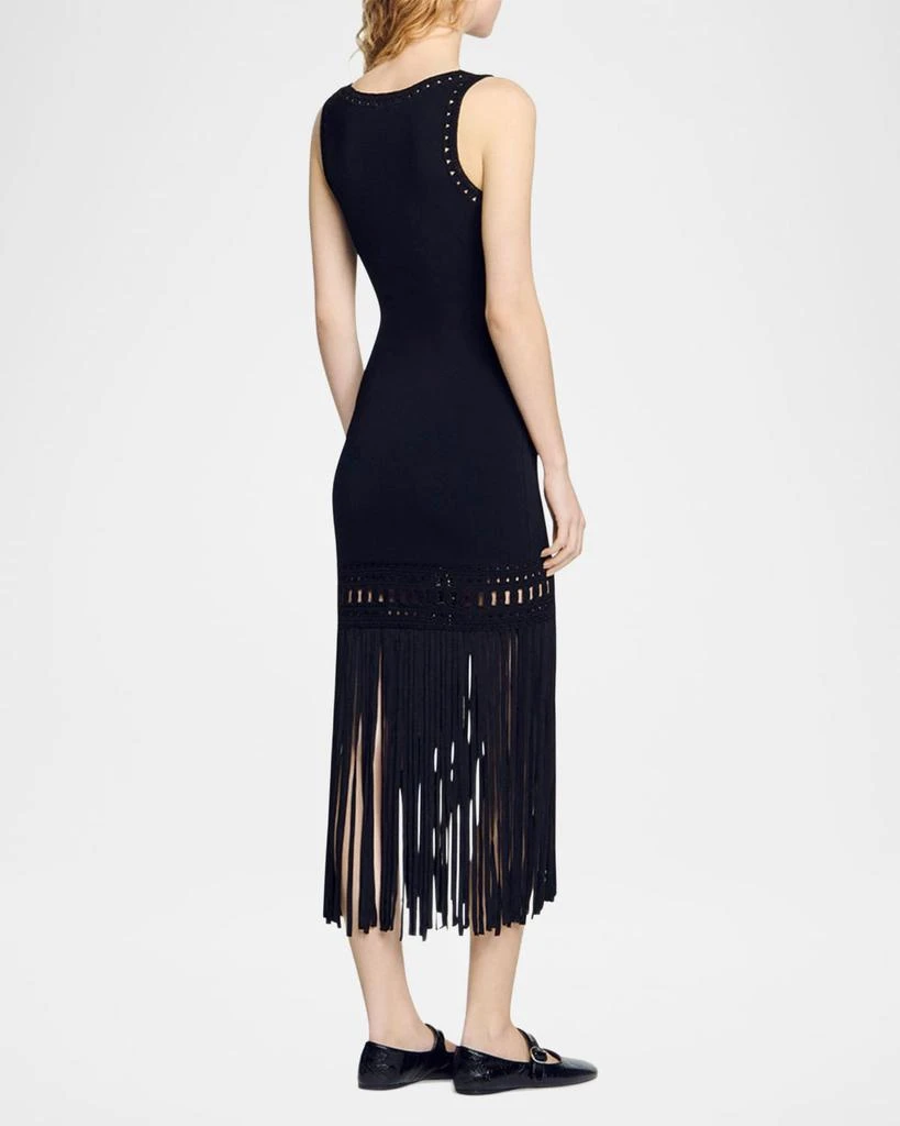 Sandro Lyne Fringe-Trim Midi Dress 3