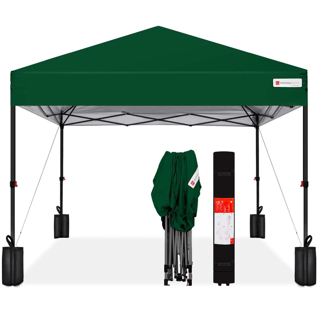 Best Choice Products 12x12ft Easy Setup Pop Up Canopy w/ 1-Button Setup, Wheeled Case, 4 Weight Bags 24