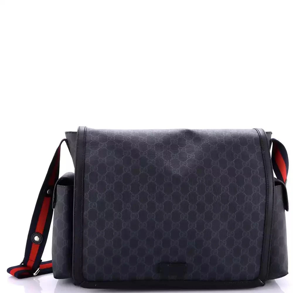 Pre-Owned Gucci Small Web Strap Diaper Bag GG Coated Canvas