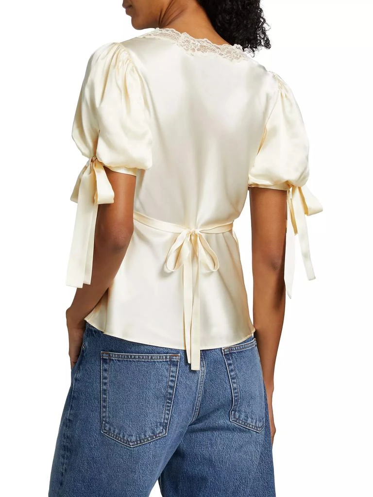 Reformation Dolly Lace-Trimmed Silk Blouse 5