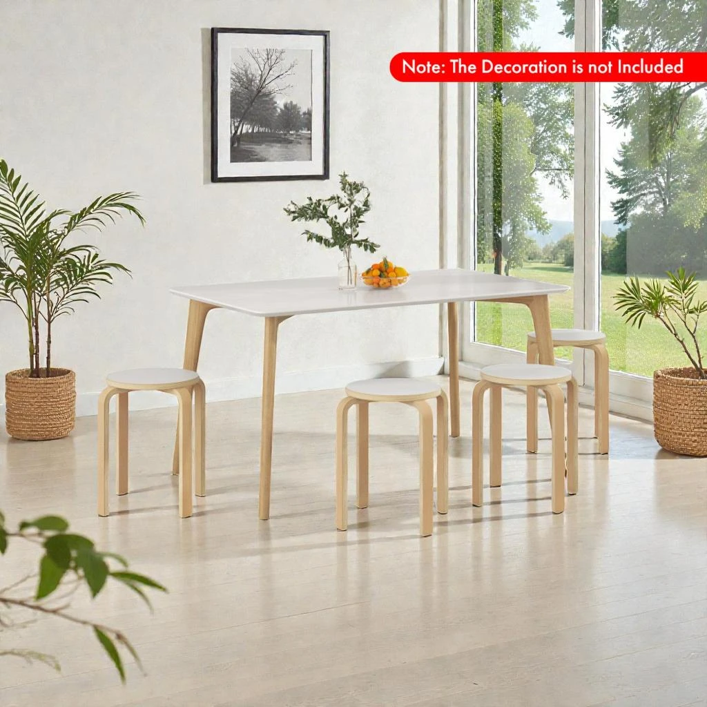 Hivvago 4-Piece 18" Wooden Dining Chairs with Curved Back and Stackable Style 3