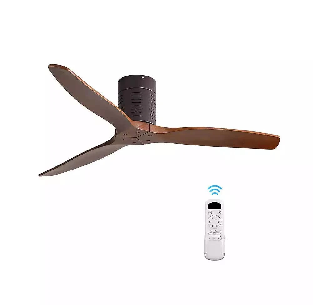 Sofucor 52-inch Modern Brown 3-Blade Flush Mount Fans Supports Remote Control 6-Speed Arbitrary Adjustment and Timing Function 7