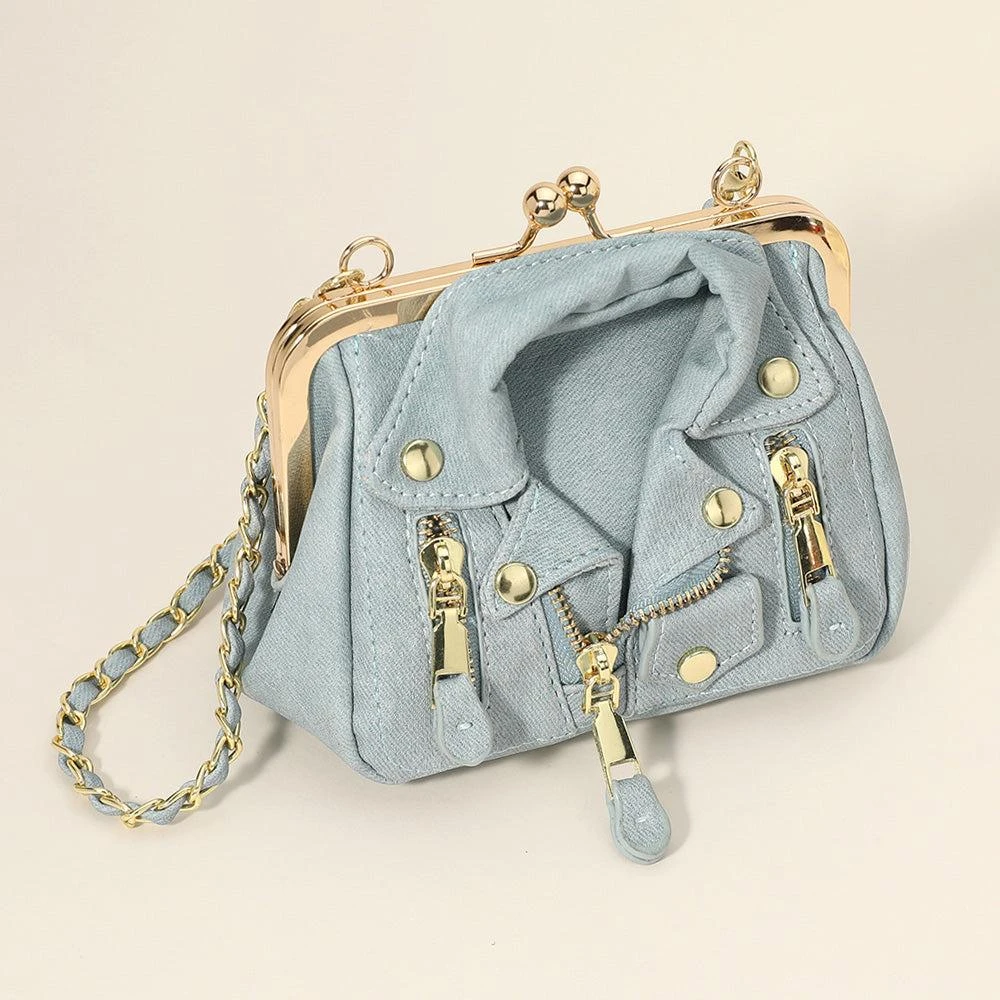 FASHNZFAB Faux Leather Motorcycle Jacket Purse Crossbody Bag