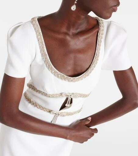 Self Portrait Crystal-embellished crêpe midi dress 4