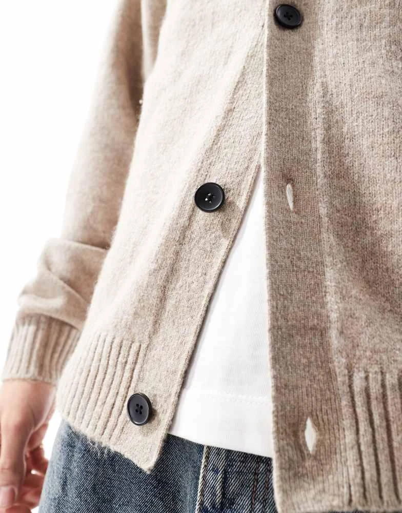 Jack & Jones Jack & Jones oversized fluffy cardigan in beige 3
