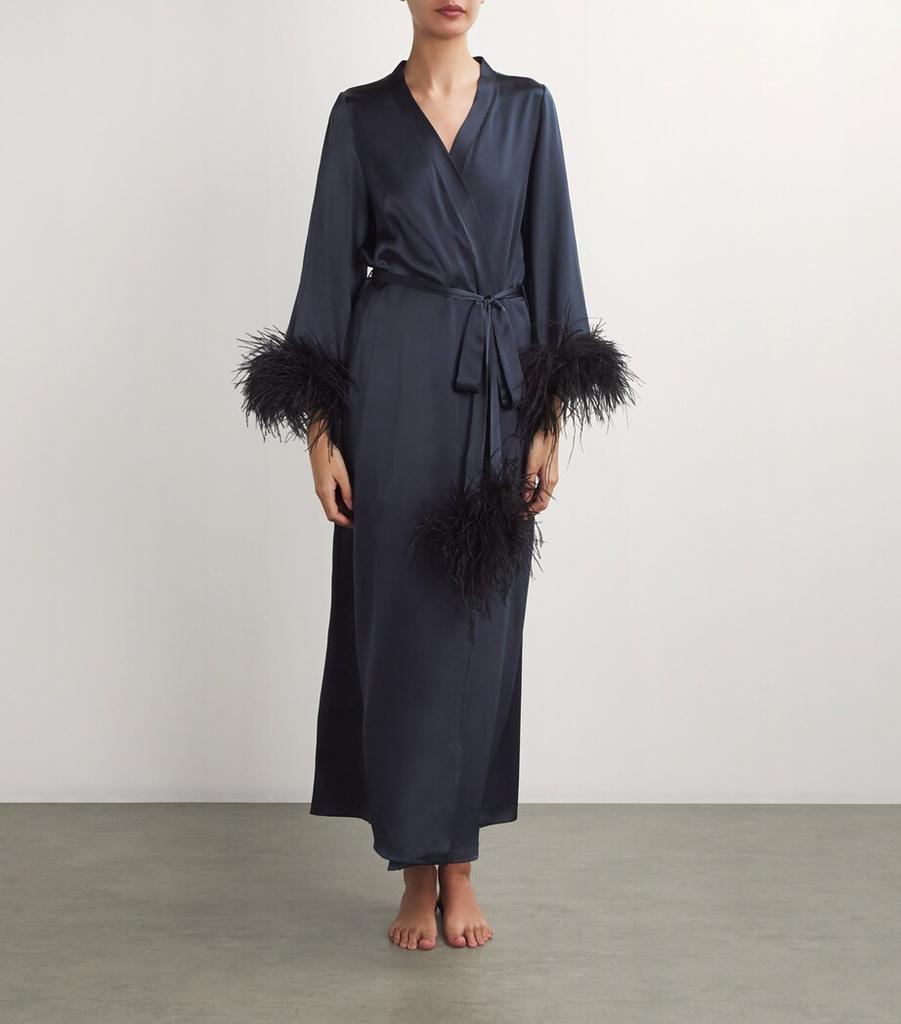 GILDA & PEARL Feather-Trim Camille Long Robe