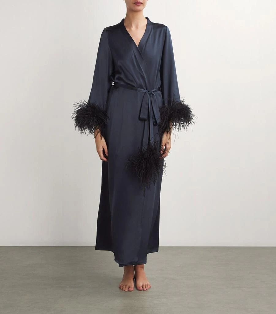GILDA & PEARL Feather-Trim Camille Long Robe 2