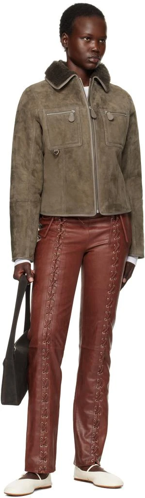Saks Potts Burgundy Christina Leather Pants 4