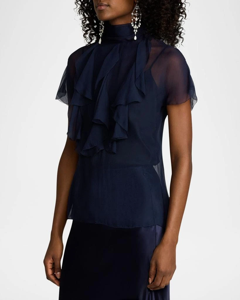 Ralph Lauren Etta Ruffle Bib Washed Chiffon Top 5