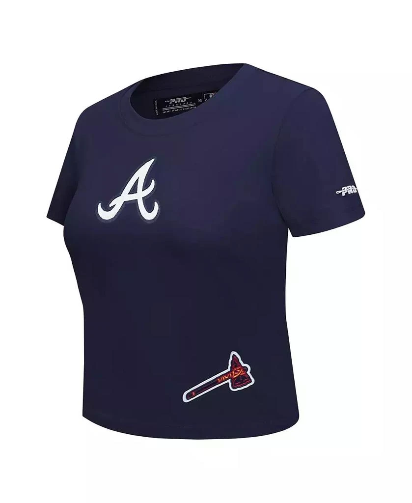 Pro Standard Women's Navy Atlanta Braves Game Day Classics Baby Doll Cropped T-Shirt 2