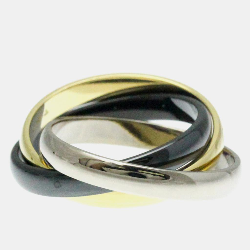 Cartier Cartier 18K Yellow Gold, White Gold and Ceramic Trinity Band Ring EU 52