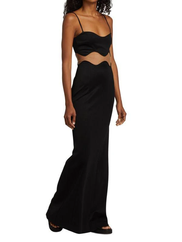 Galvan Siren Mesh-Panel Maxi Dress 3