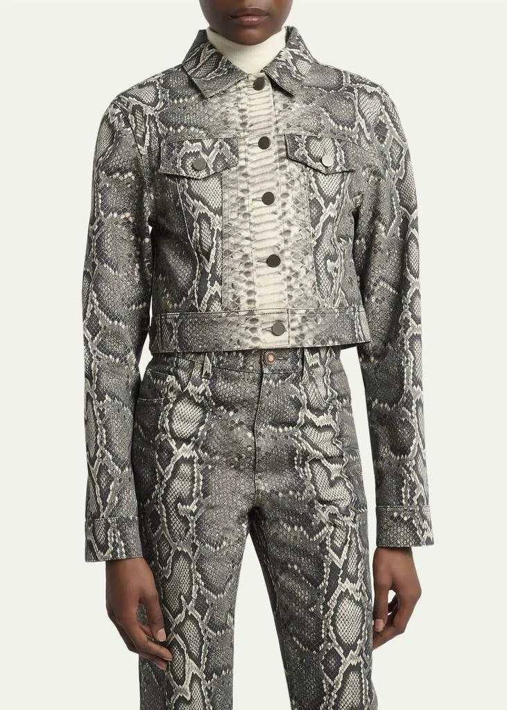 Gabriela Hearst Gabriela Hearst - Bronte Snakeskin-print Crop Denim Jacket