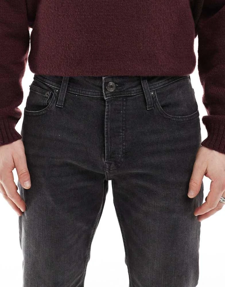 Jack & Jones Jack & Jones Mike tapered jeans in dark grey wash 4