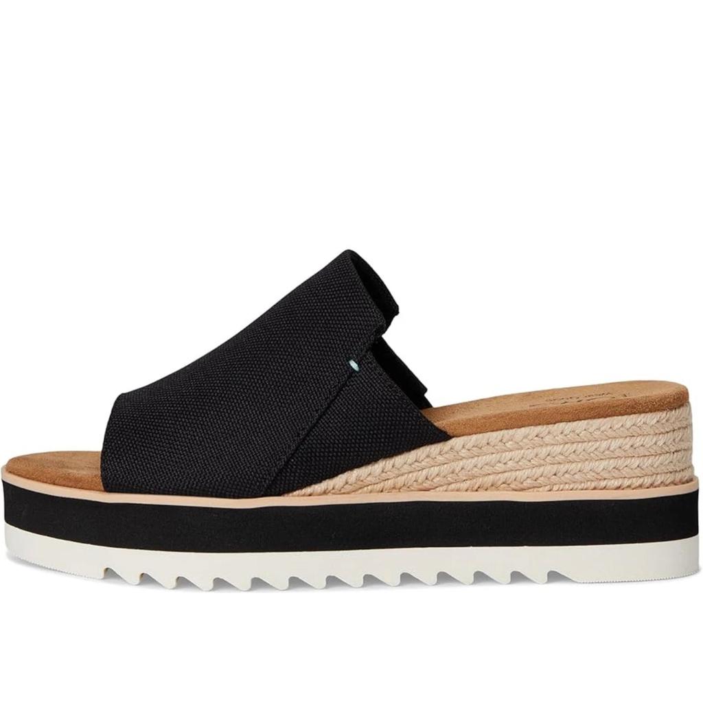 TOMS Diana 10019736 Sandal Women
s Black Canvas Wedge Heel Mule GAL1036