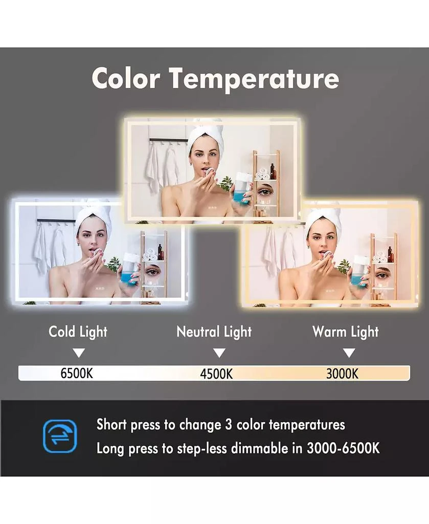 Homfan 60X36 LED Bathroom Vanity Mirror with Dimmable Dual Front 
Back Lights,  Memory Settings, Shatterproof Tempered Glass 2