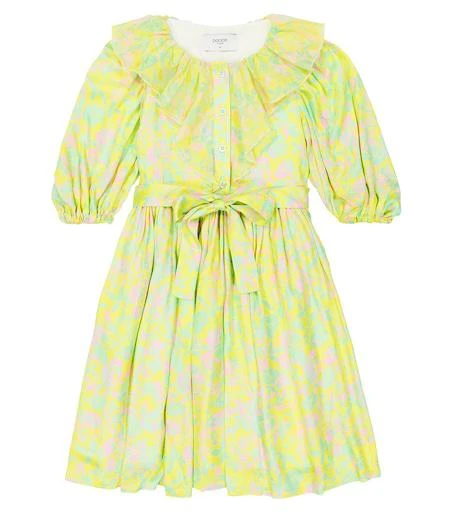 paade mode green dress Ruched balloon-sleeve shirt dress in multicoloured - Paade Mode
