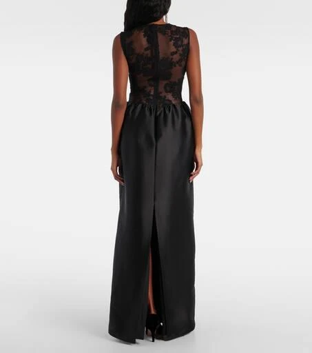 Self Portrait Floral lace-trimmed taffeta maxi dress 3