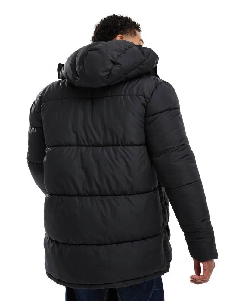 French Connection Mens French Connection puffer jacket with hood and pockets in black 3
