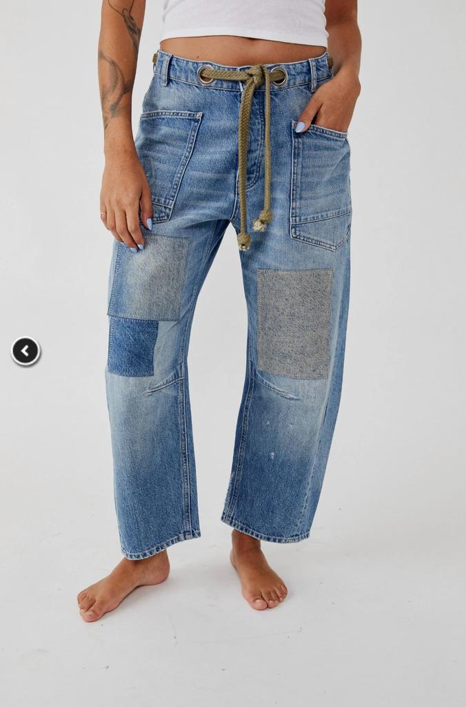 Free People Moxie Low Slung Jeans In Truest Blue