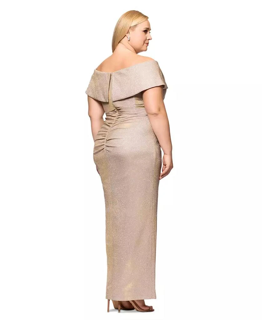 XSCAPE Plus Size Off-The-Shoulder Glitter Gown 3