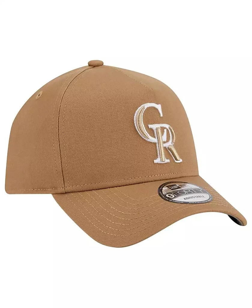 New Era Men's Khaki Colorado Rockies A-Frame 9FORTY Adjustable Hat 2